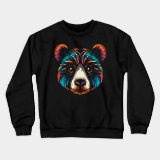 Colorful Bear Head Illustration Crewneck Sweatshirt
